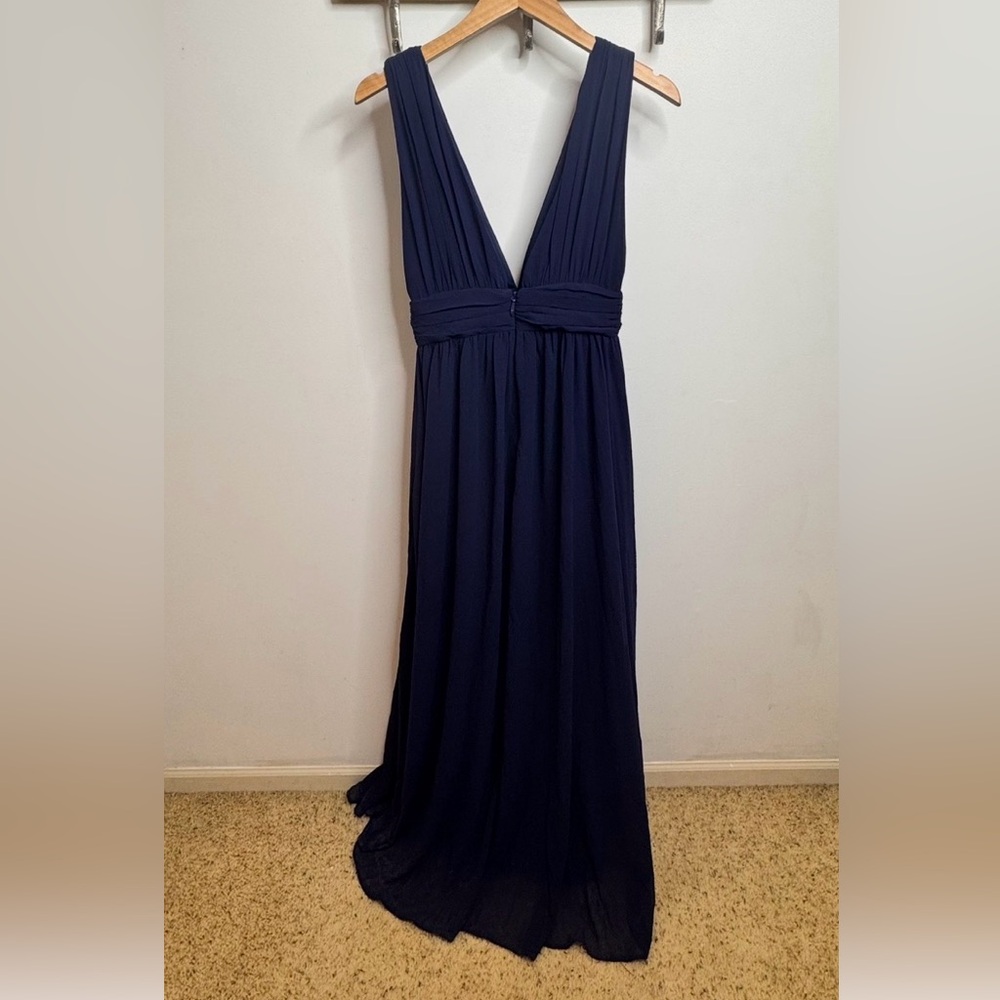 Lulu’s Heavenly Hues Navy Blue Maxi Dress Women’s Bridesmaid Prom V Neck - Picture 4 of 4
